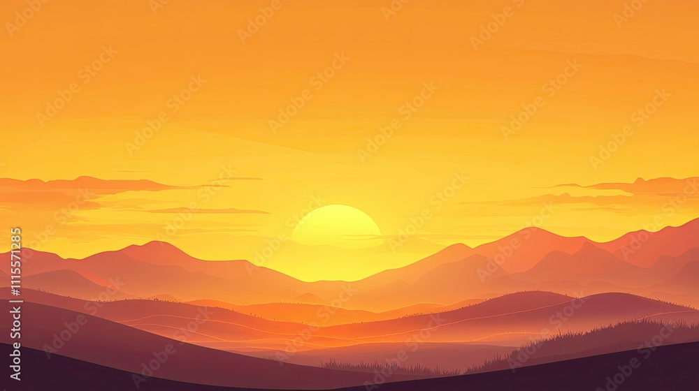 Vibrant sunset over a mountain range. Vibrant sunset over a mountain range.