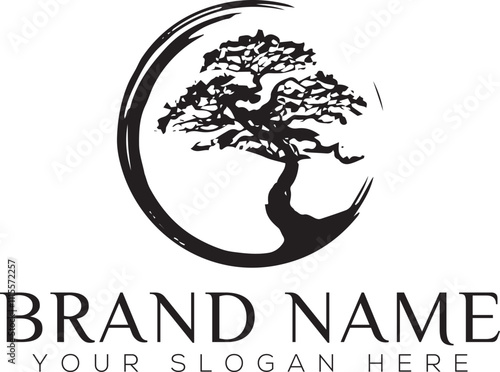 Arbor tree logo mark design. Organic nature icon. Natural plant emblem. Tree of life symbol. Vector illustration.