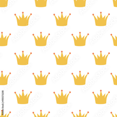 Seamless Pattern with crown of kings, princes, monarchs and queens. Flat vector illustration.