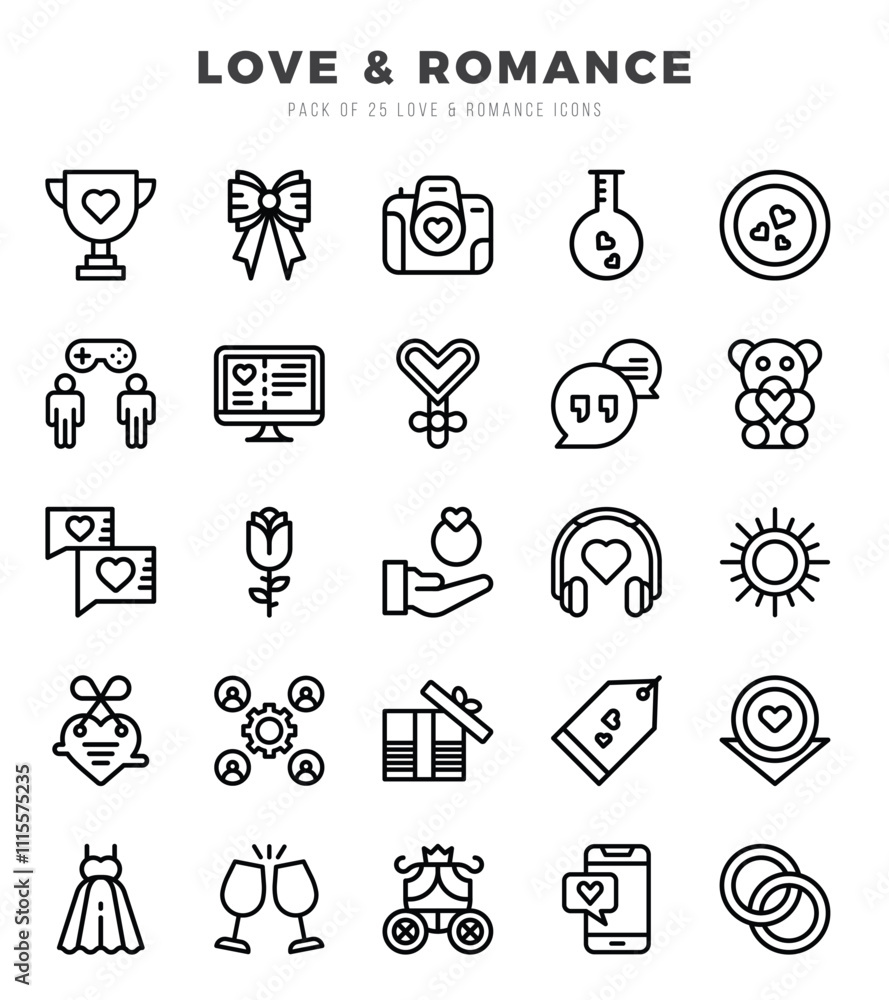 Fototapeta premium Love & Romance icons Pack. Lineal icons set. Love & Romance collection set.