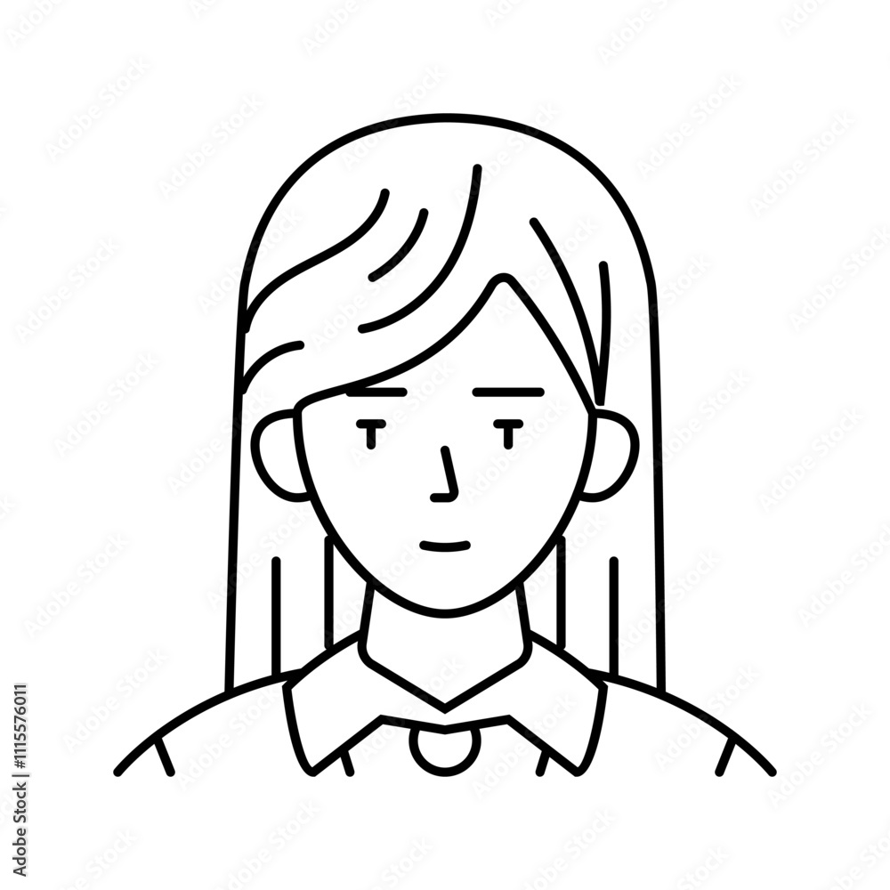 avatar school japanese girl line icon vector. avatar school japanese girl sign. isolated contour symbol black illustration avatar school japanese girl line icon vector. avatar school japanese girl sign. isolated contour symbol black illustration