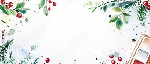 christmas or new year greeting card with hollyberry photo