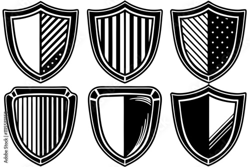 Set of vintage shield, shield icon collection