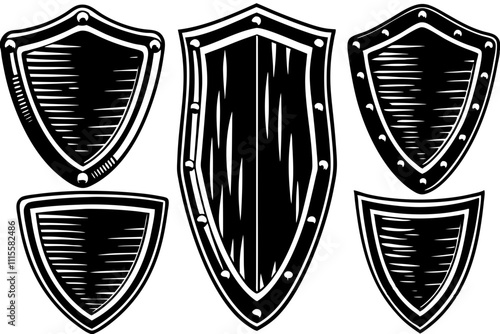 Set of vintage shield, shield icon collection