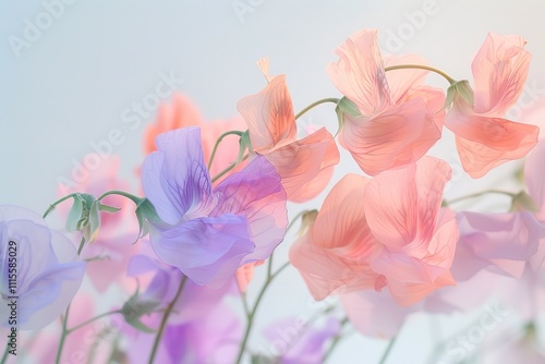 Closeup colorful bouquet of orchid flowers blooming in the garden 