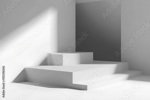 Wallpaper Mural A minimalist interior featuring geometric steps and soft lighting. Torontodigital.ca