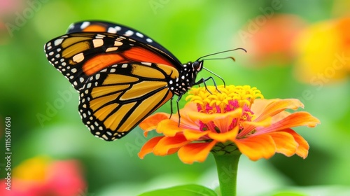 Monarch Butterfly on Zinnia: A Vibrant Summer Scene