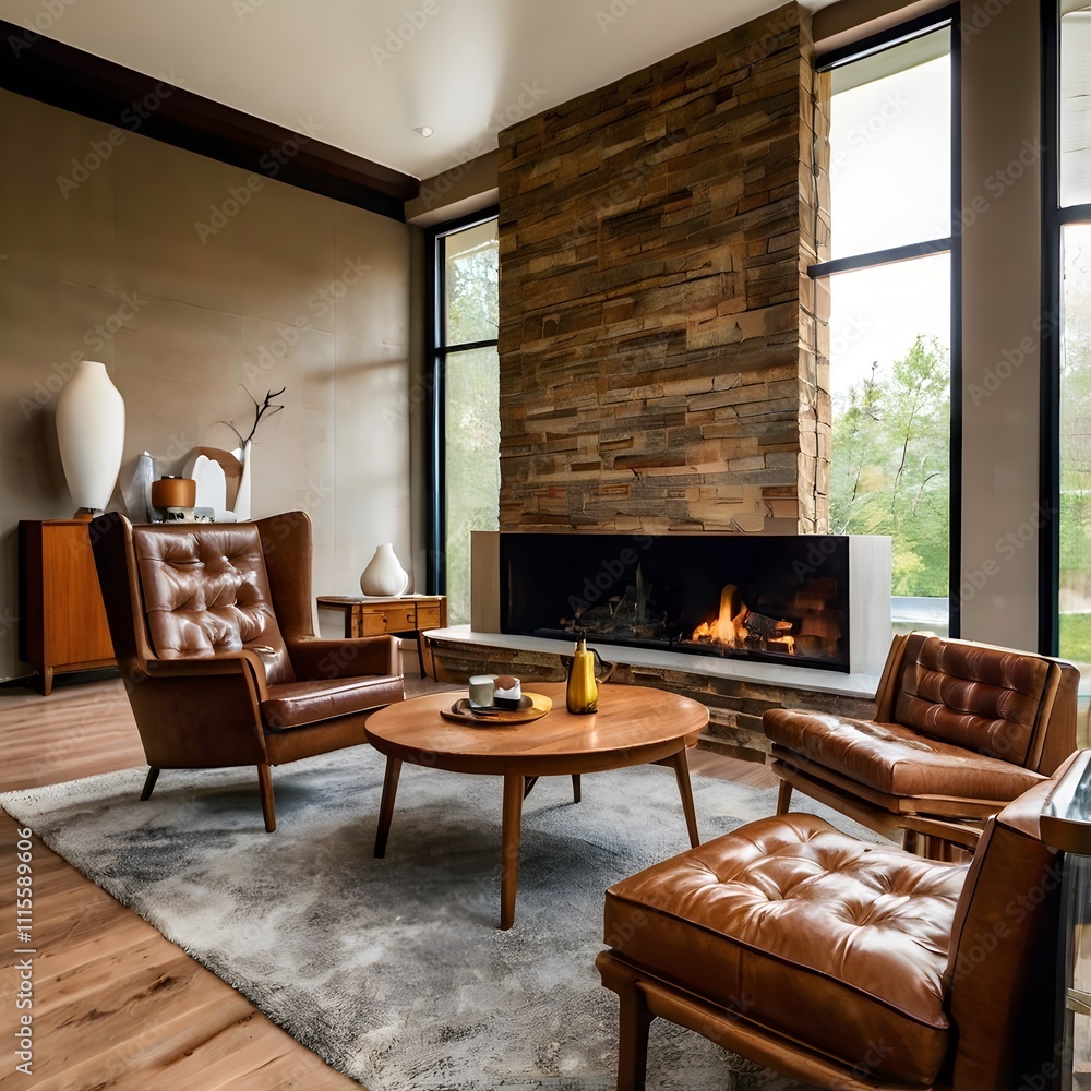 Fototapeta premium Interior of Clean and Bright Modern Living Room
