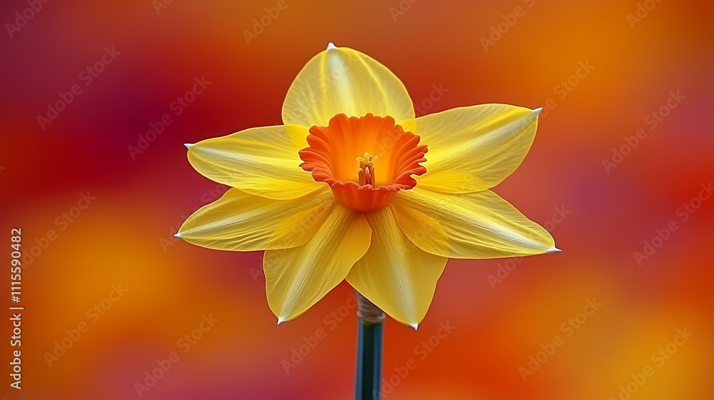 A Single Yellow Daffodil Flower Against a Warm Background A Single Yellow Daffodil Flower Against a Warm Background