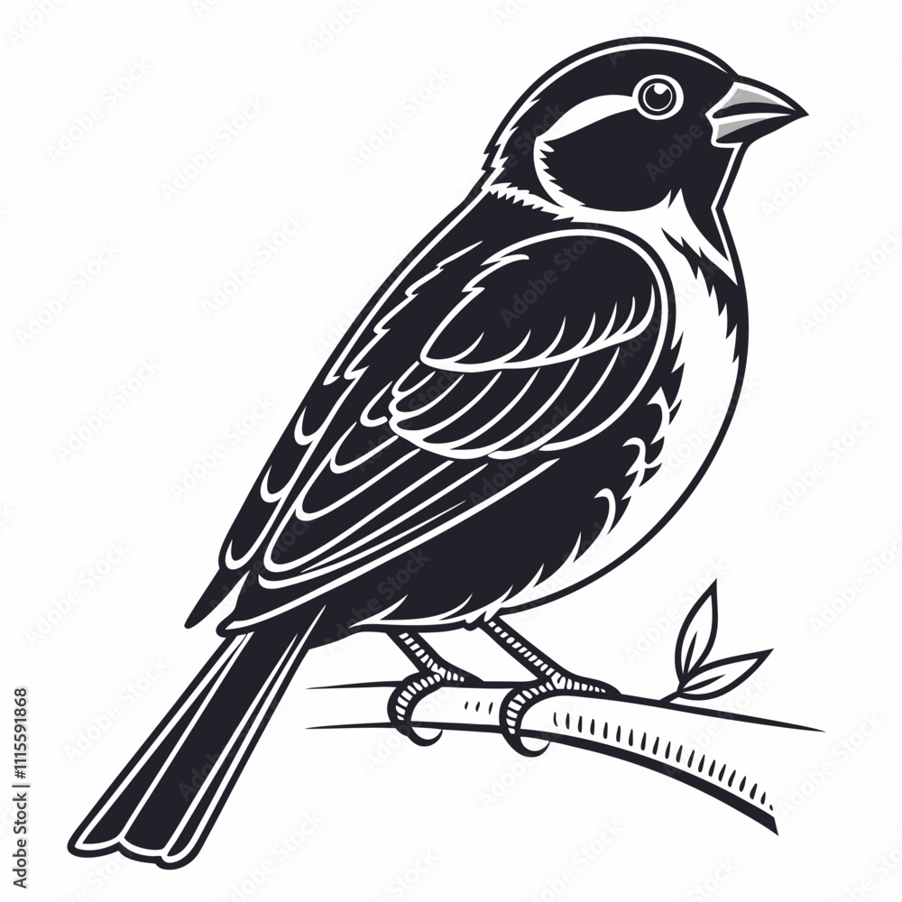 Obraz premium Sparrow bird silhouette vector illustration, bird icon
