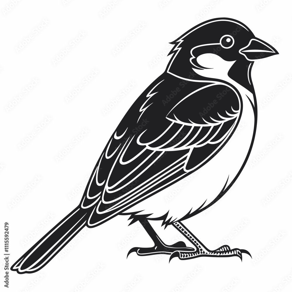 Fototapeta premium Sparrow bird silhouette vector illustration, bird icon
