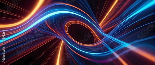 Futuristic digital lines forming a vortex in bright electric hues