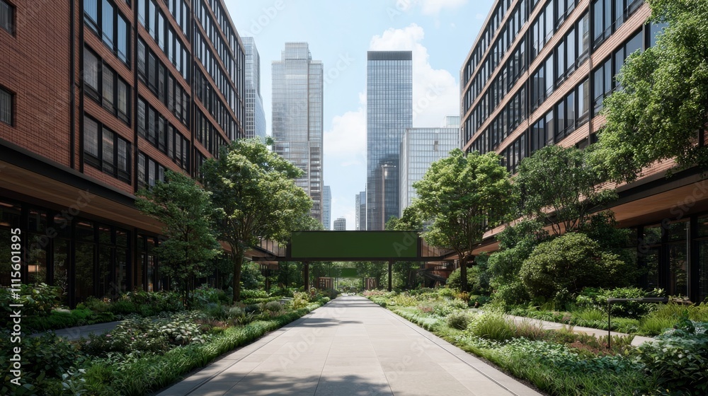 Lush Green Park Surrounded by Skyscrapers in Modern Urban Landscape Lush Green Park Surrounded by Skyscrapers in Modern Urban Landscape