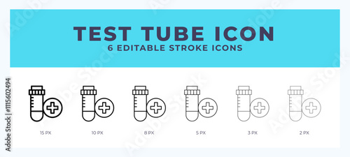 Test tubes icon with different stroke. Vector illustration.