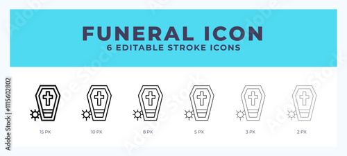 Funeral line icon for websites and apps. Vector illustration with editable stroke.