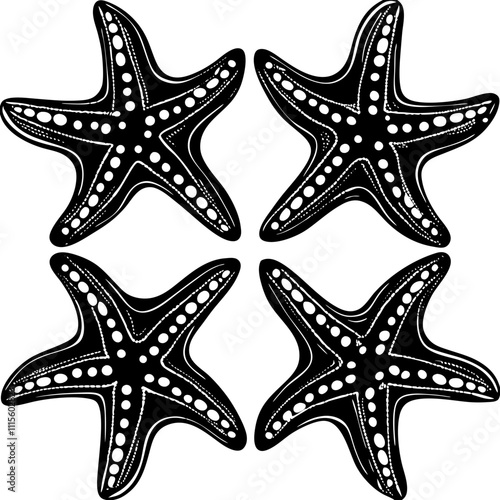 Set of starfish silhouette vector illustration, Starfish icon collection
