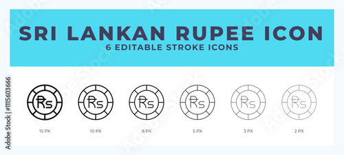 Sri lankan rupee icon vector illustration. With editable stroke for web. App and more.