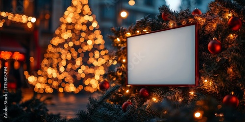 Blank Christmas Mockup with Festive Lights