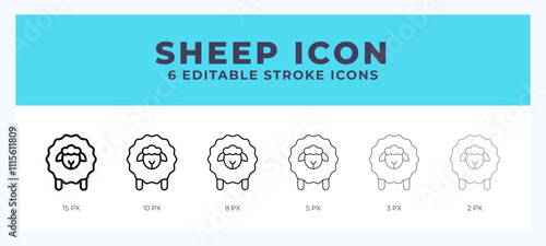 Sheep line icon. For web. And mobile app. Vector illustration.