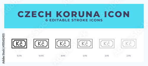 Czech koruna icon illustration vector with editable stroke.