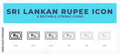 Sri lankan rupee line icon for websites and apps. Vector illustration with editable stroke.