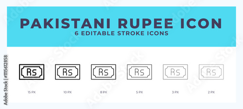 Pakistani rupee icon. Regular line. Thin line. Bold line. Vector illustration.
