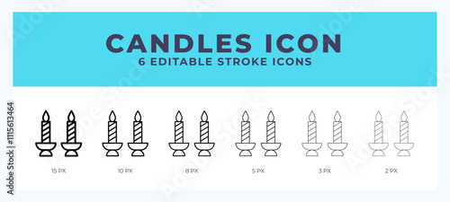Candles line icon with different stroke. Vector illustration.