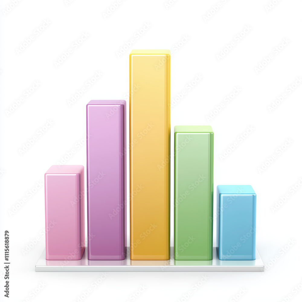 Colorful bar graph representing data visualization in 3D style Colorful bar graph representing data visualization in 3D style
