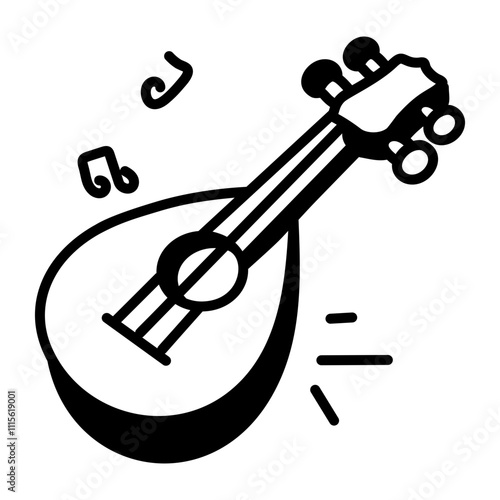 A hand drawn icon of lute instrument 
