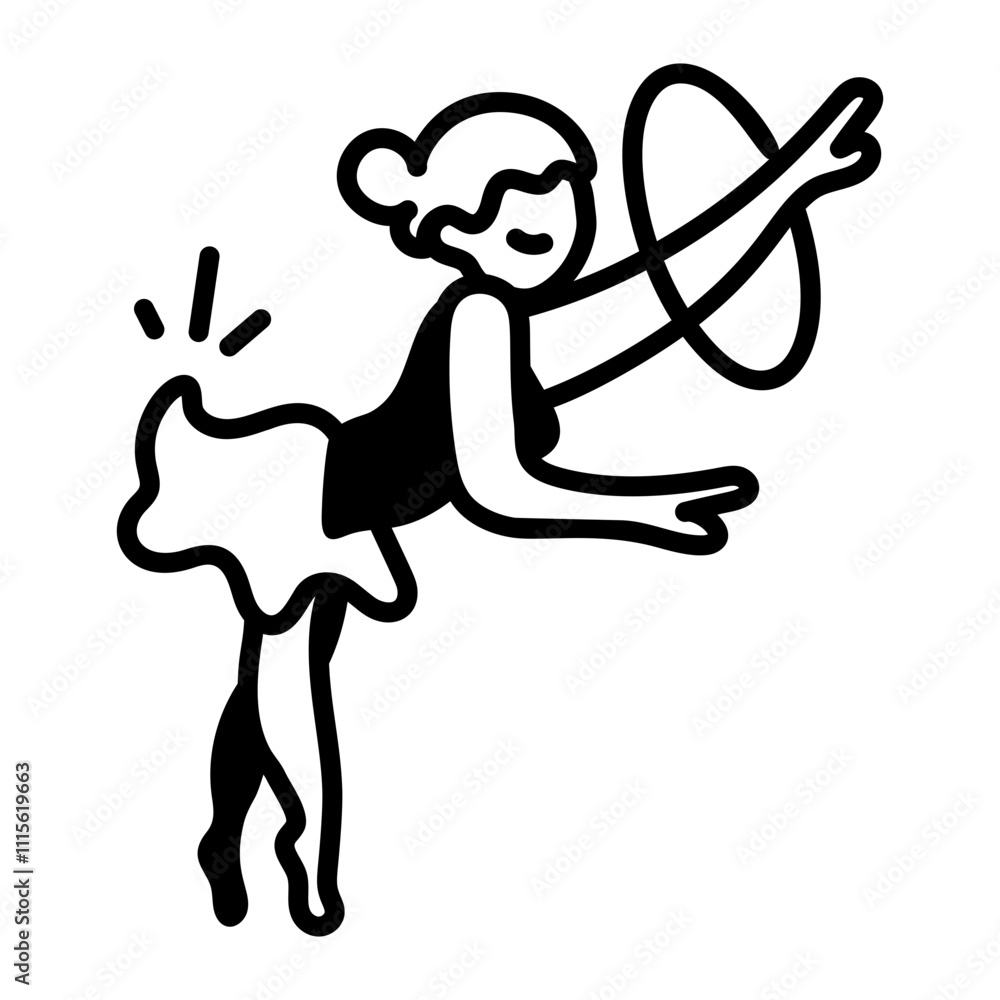 Fototapeta premium Dancing girl icon in hand drawn style
