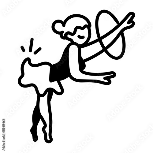 Dancing girl icon in hand drawn style 

