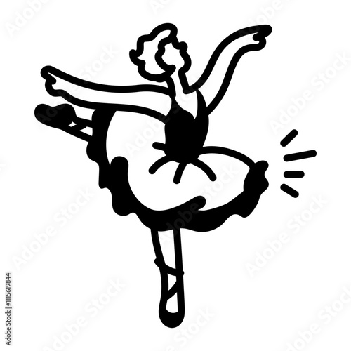 A hand drawn icon of a girl standing in ballerina pose 

