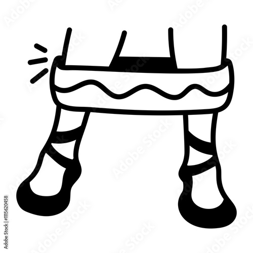 Ballet flexibility band icon in doodle style 

