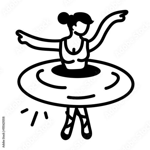 A hand drawn icon of female dancer performance 

