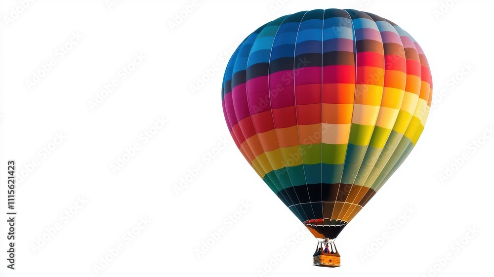 Fototapeta premium Colorful Hot Air Balloon in Bright Sky Isolated on White Background