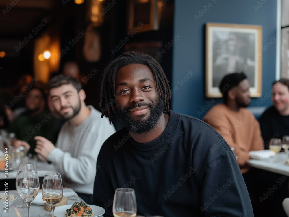 Group of Friends Enjoying Dinner at a Stylish Restaurant, Social and Relaxed Atmosphere
Group of Friends Enjoying Dinner at a Stylish Restaurant, Social and Relaxed Atmosphere