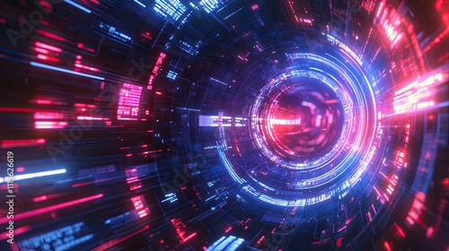 Wallpaper Mural 2d illustration Abstract futuristic electronic circuit technology background. Torontodigital.ca