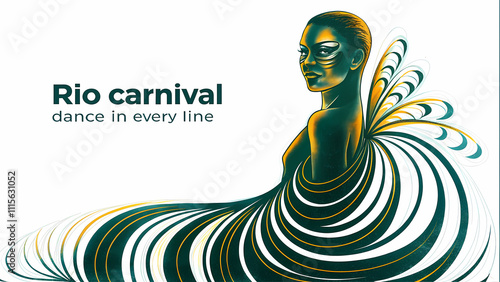 Rio Carnival design with artistic green and white lines photo