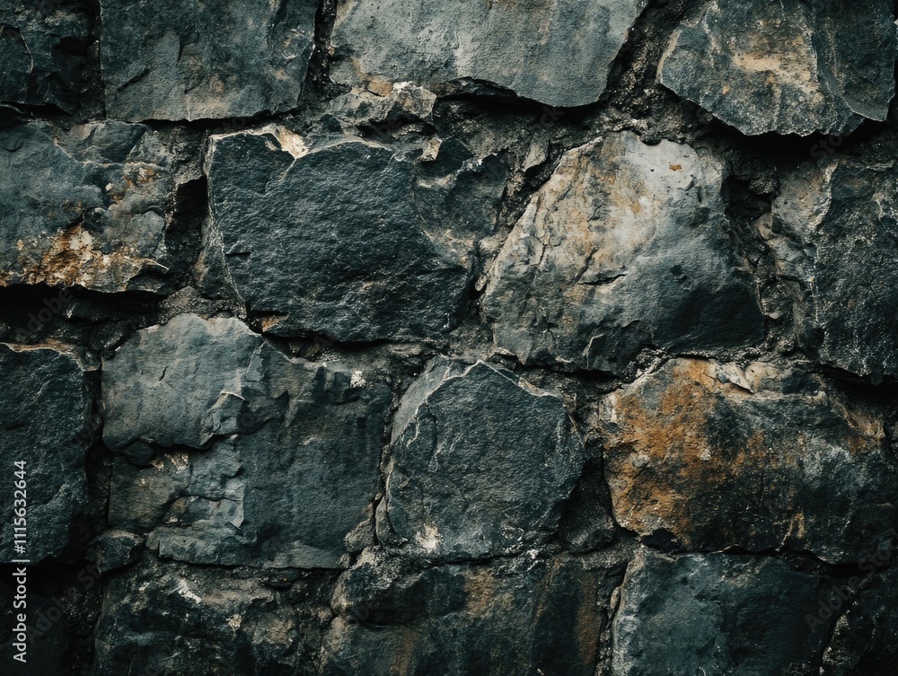 Fototapeta premium Black stone wall with small hole