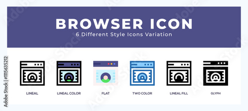 Browser icon in different style vector illustration.