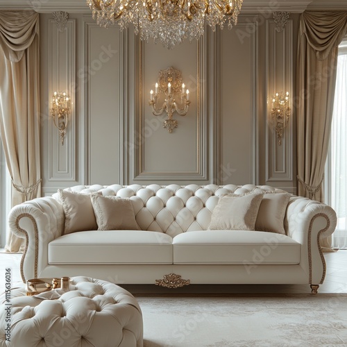Elegant Cream Sofa In A Luxurious Room Setting