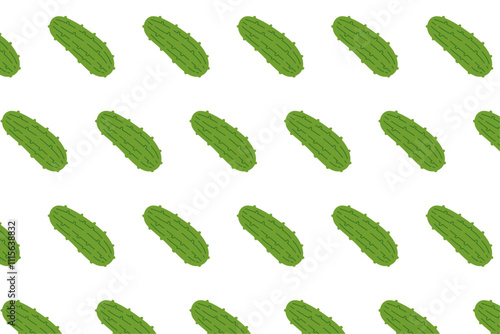 pickled homemade cucumber pattern on white background. green pickles flat vector seamless pattern background. pickled cucumber seamless pattern. seamless pattern of cucumber vegetable background