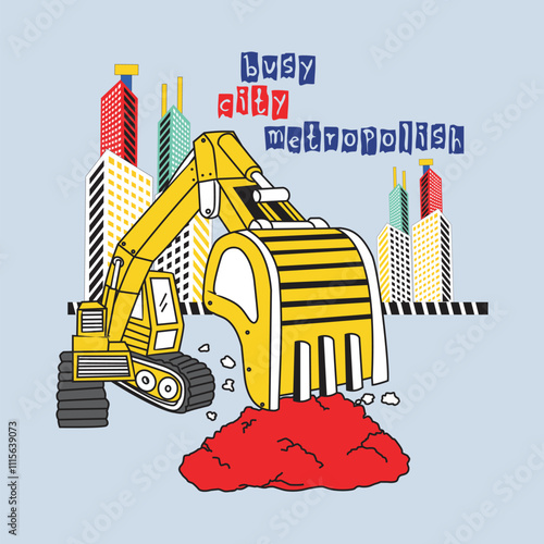 heavy equipment cartoon design vector illustration