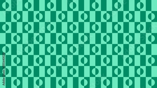 Groovy green pattern with shapes