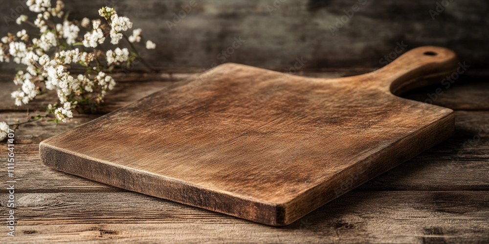 Fototapeta premium Wooden cutting board on table