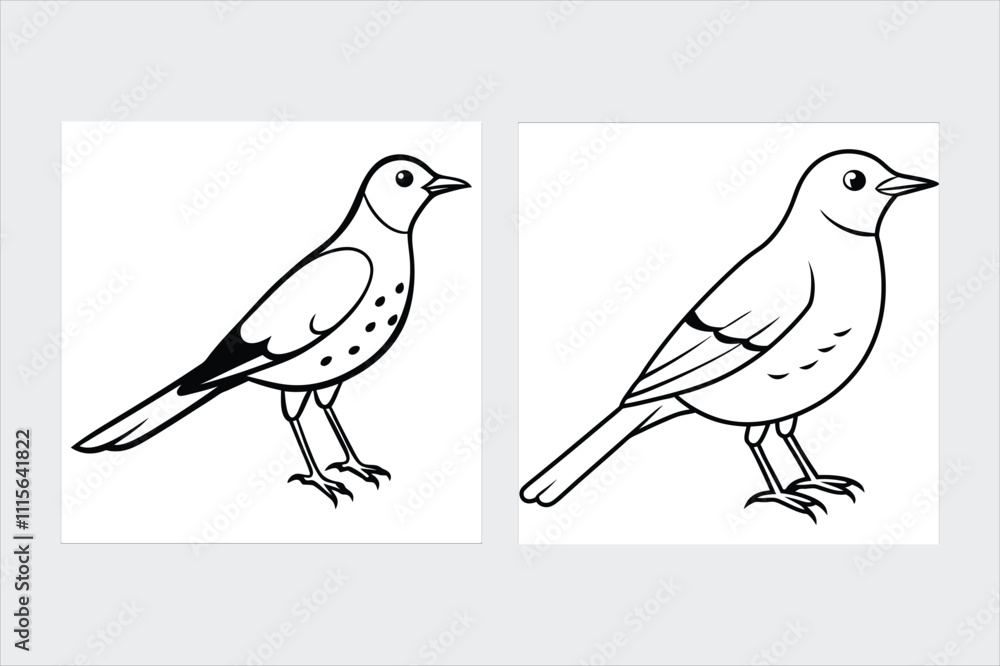 Obraz premium Bird line art vector illustration icons