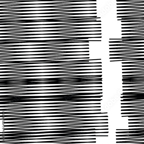 The striped or ribbed texture is divided into two unequal parts. Between the masses there is a void with protruding shapes.
