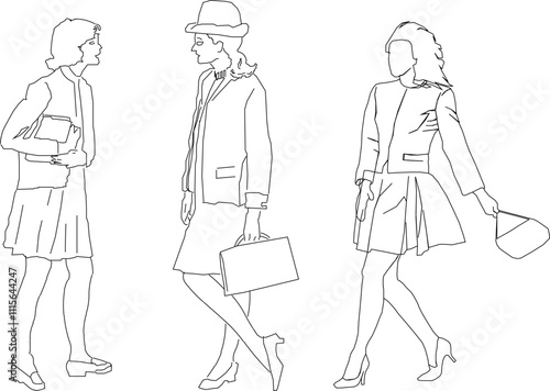 Vector sketch illustration of a silhouette in the form of a simple line of a model for a photo shoot 