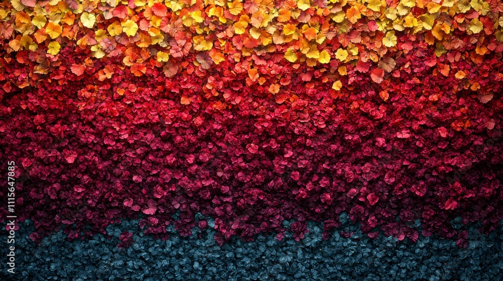 Fototapeta premium A captivating autumn leaves background filled with warm shades of red, orange, and yellow leaves scattered across the ground, embodying the beauty of the fall season.