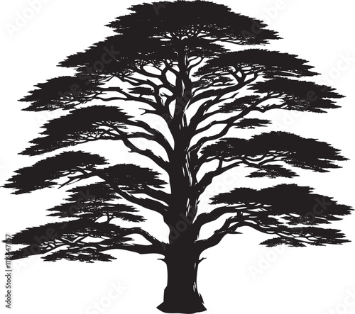 Cedar Tree Cutout Vector Silhouette
